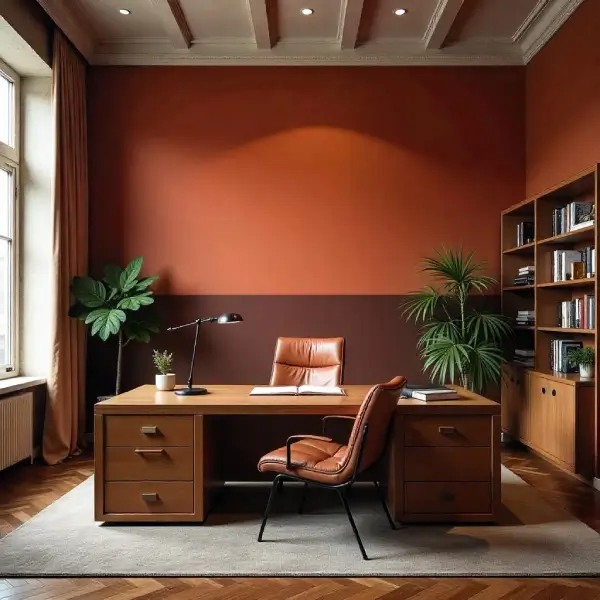 terracota and white  color combination for living room